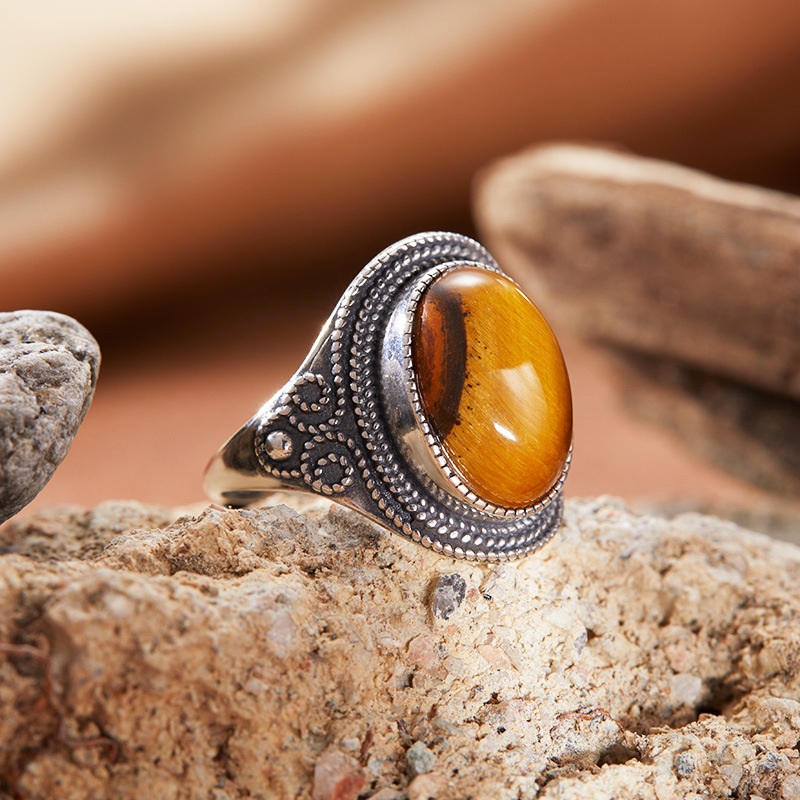 Vintage Fashion Look - Retro Silver Plated 8*10MM Natural Stone