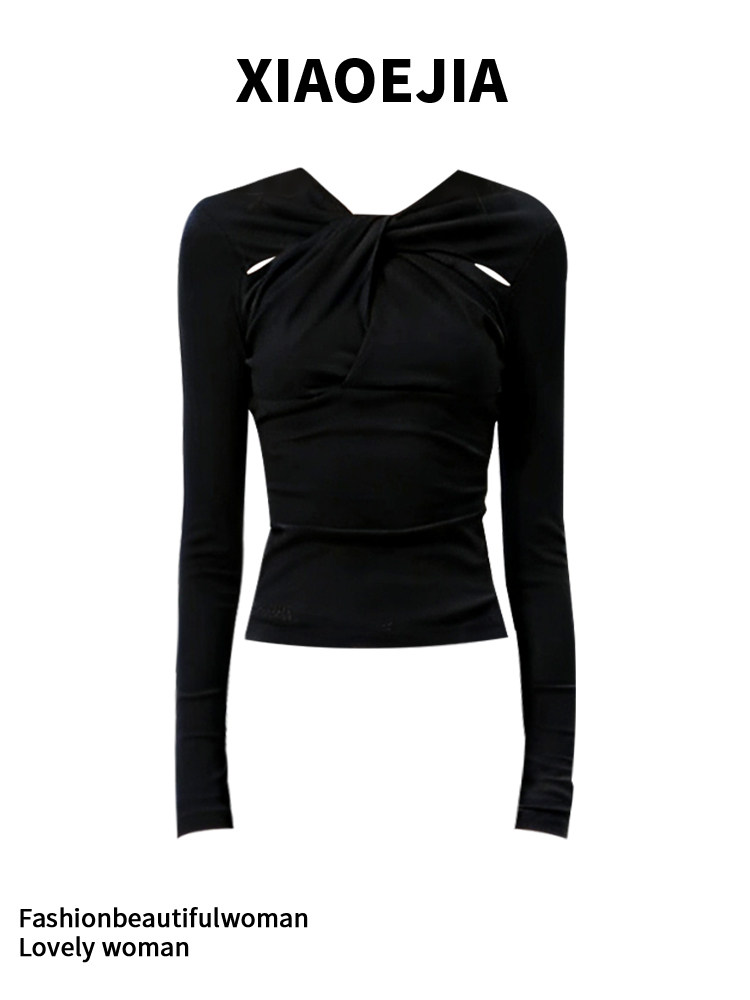 Turtleneck Knit 90S - Women Black GothicT-shirt Harajuku Y2k Tee