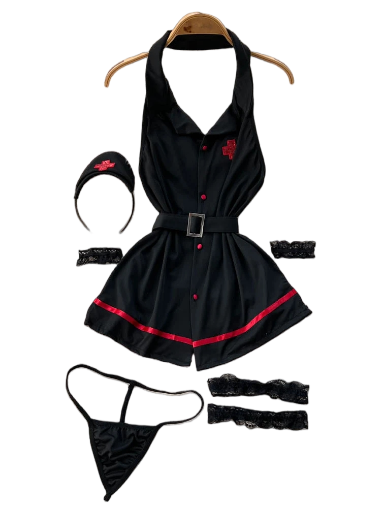 Vintage Fashion Girl - Erotic Fashion Sexy Halter Lingerie Dress
