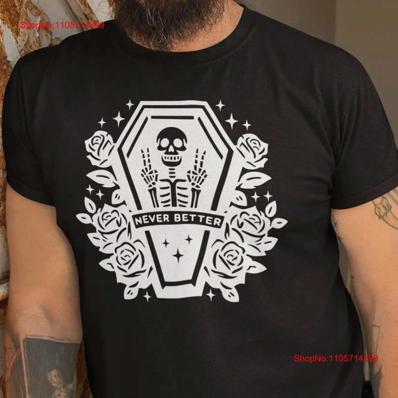 Quirky Vintage Fashion - Never Better T Shirt Sarcastic Skeleton