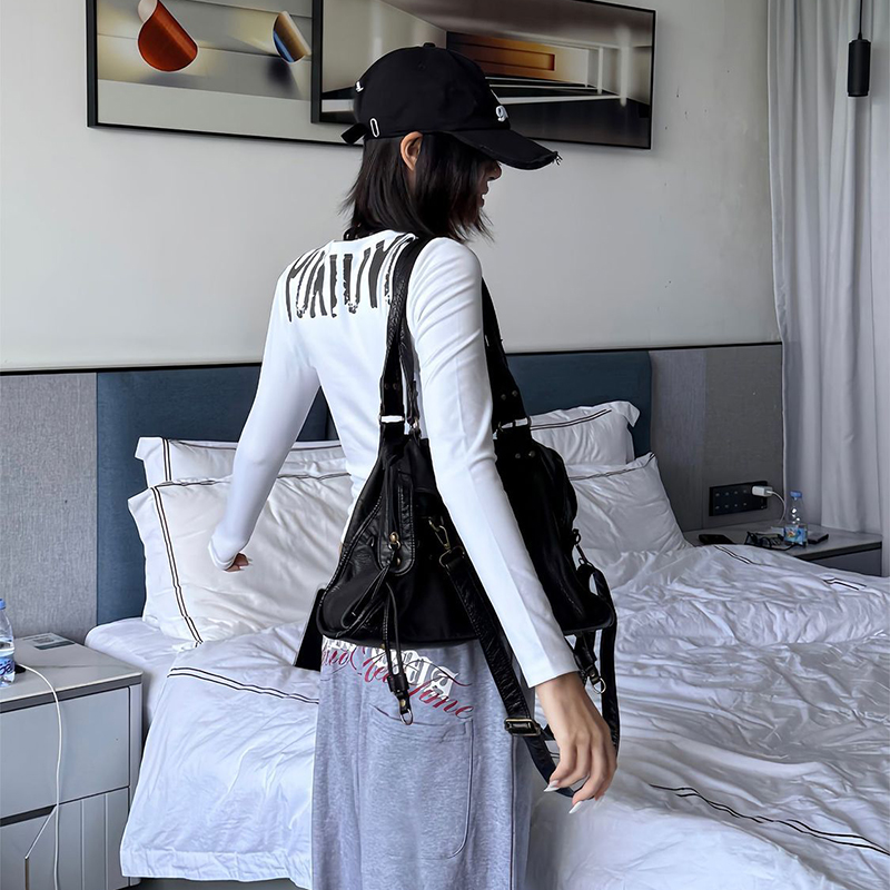 Streetwear Gothic Letter print - Turtleneck Knit 90S ulasan dan harga