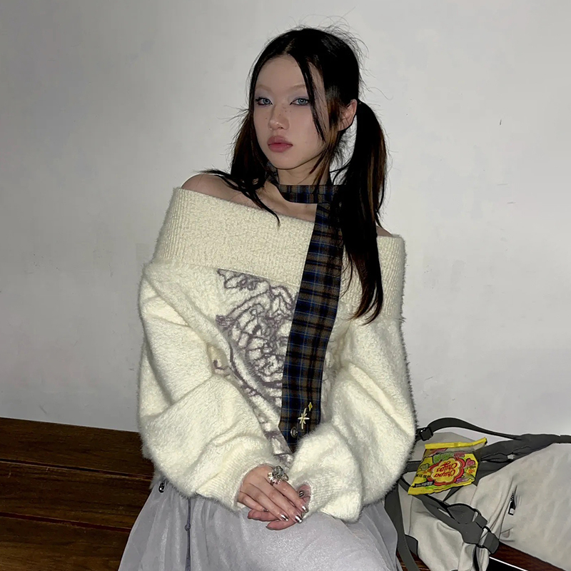 Karrram Japanese Y2k Embroider - Turtleneck Knit 90S ulasan dan harga