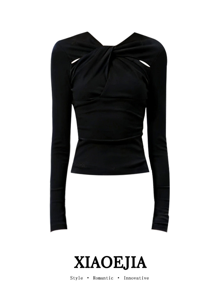 Women Black GothicT-shirt Hara - Turtleneck Knit 90S ulasan dan harga