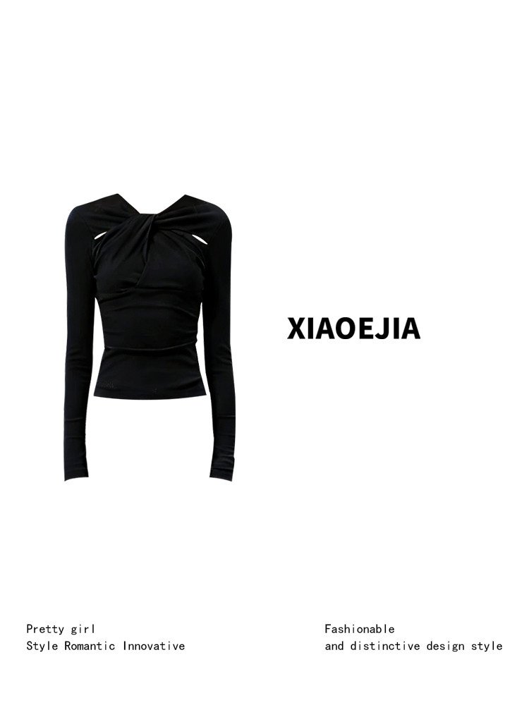 Women Black GothicT-shirt Hara - Turtleneck Knit 90S ulasan dan harga