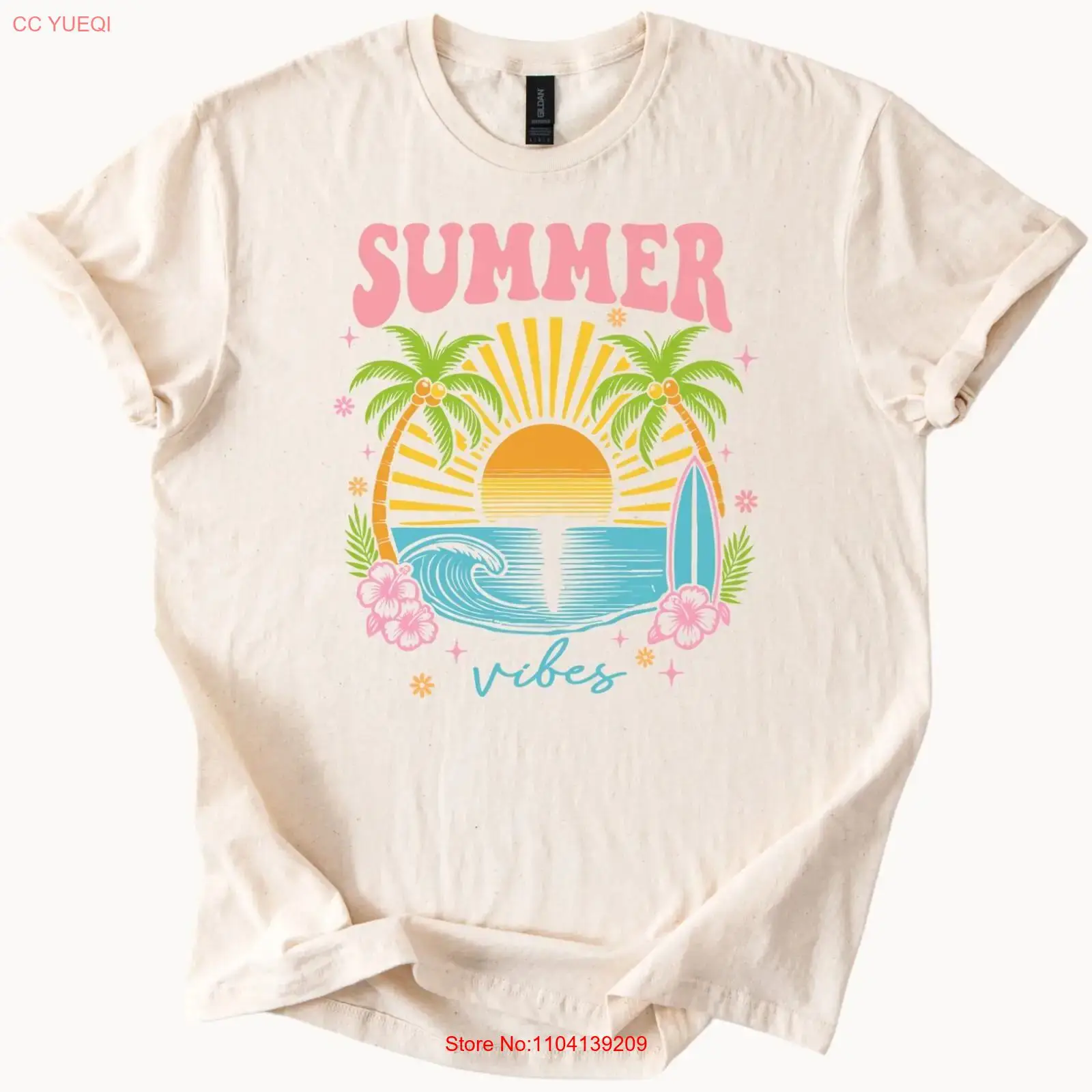Summer Vibes T Shirt Beach Sun - Vintage Vibes Fashion ulasan dan harga