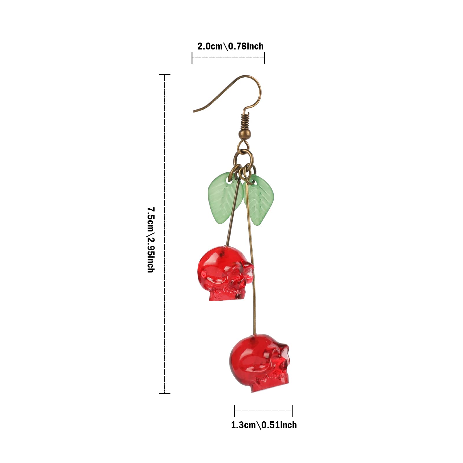 Skull Cherry -Red Skulls Earri - Quirky Vintage Fashion ulasan dan harga