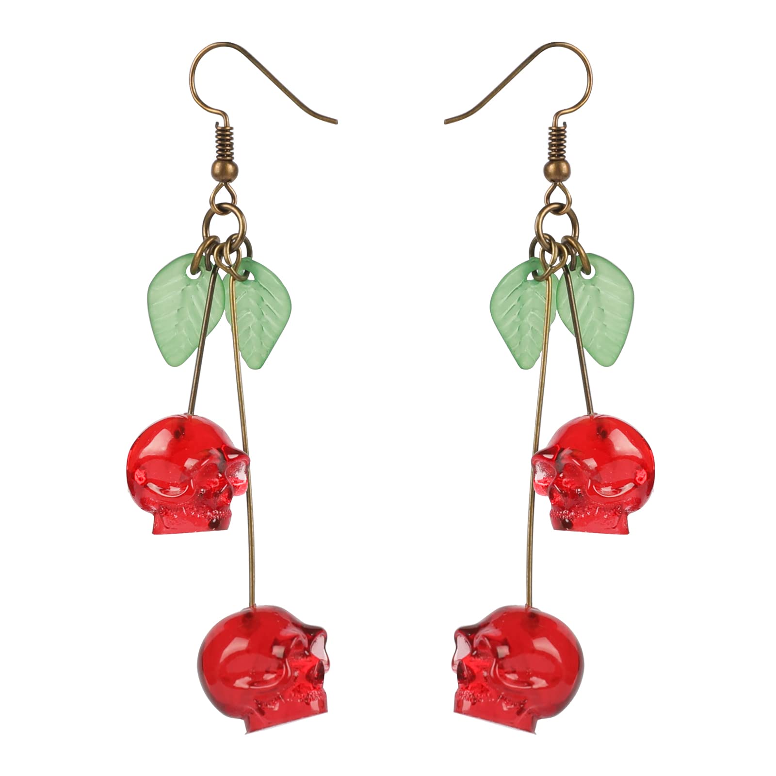 Skull Cherry -Red Skulls Earri - Quirky Vintage Fashion ulasan dan harga
