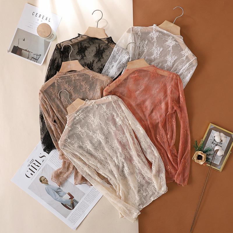 JIAYAN Spring New Lace Blouse  - Turtleneck Knit 90S ulasan dan harga