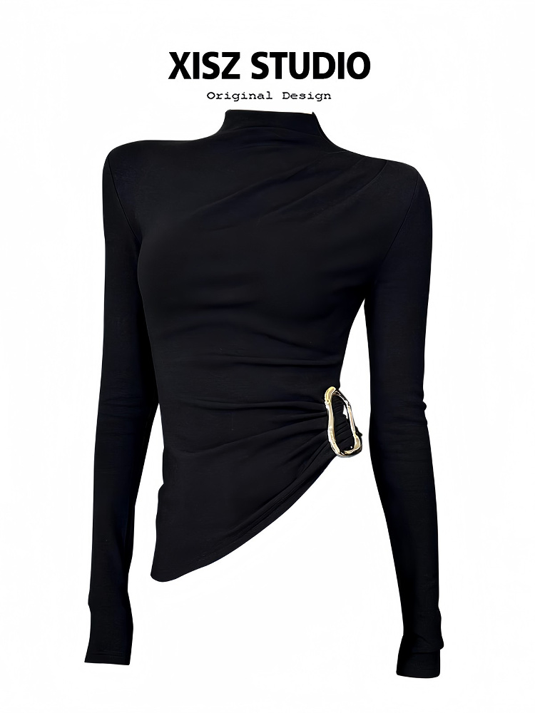 Women Black GothicT-shirt Hara - Turtleneck Knit 90S ulasan dan harga
