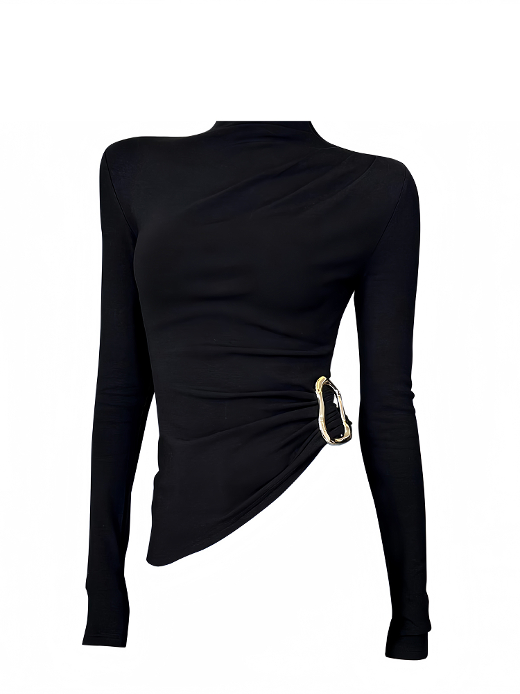 Women Black GothicT-shirt Hara - Turtleneck Knit 90S ulasan dan harga