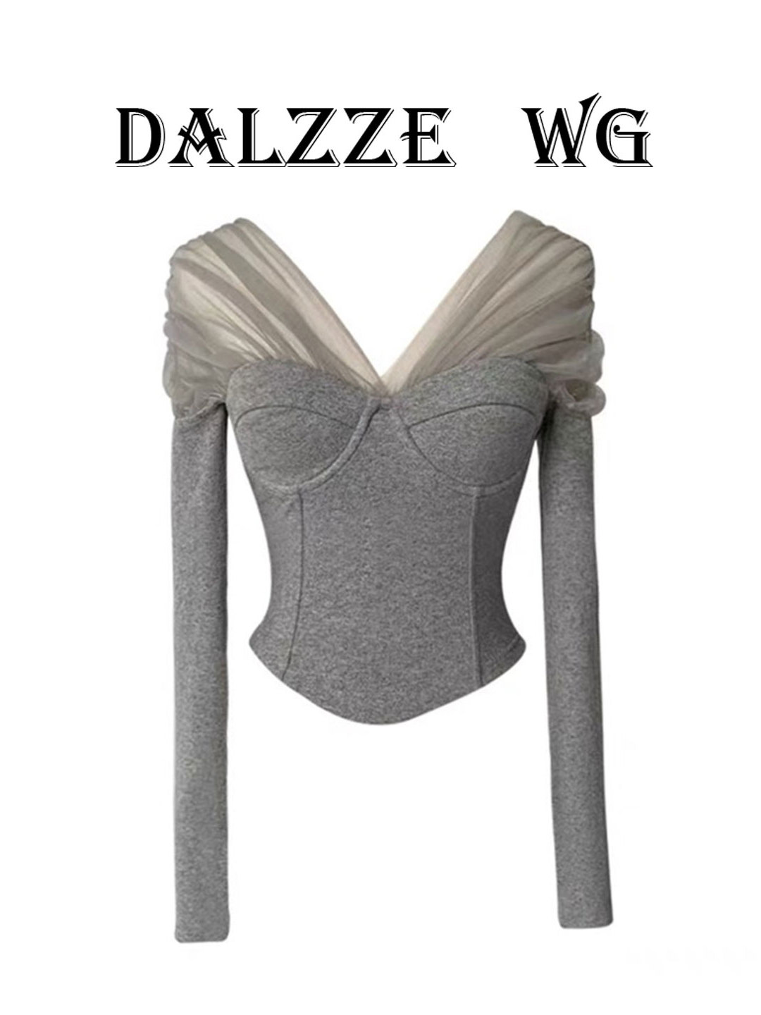 Women Grey GothicT-shirt Haraj - Turtleneck Knit 90S ulasan dan harga