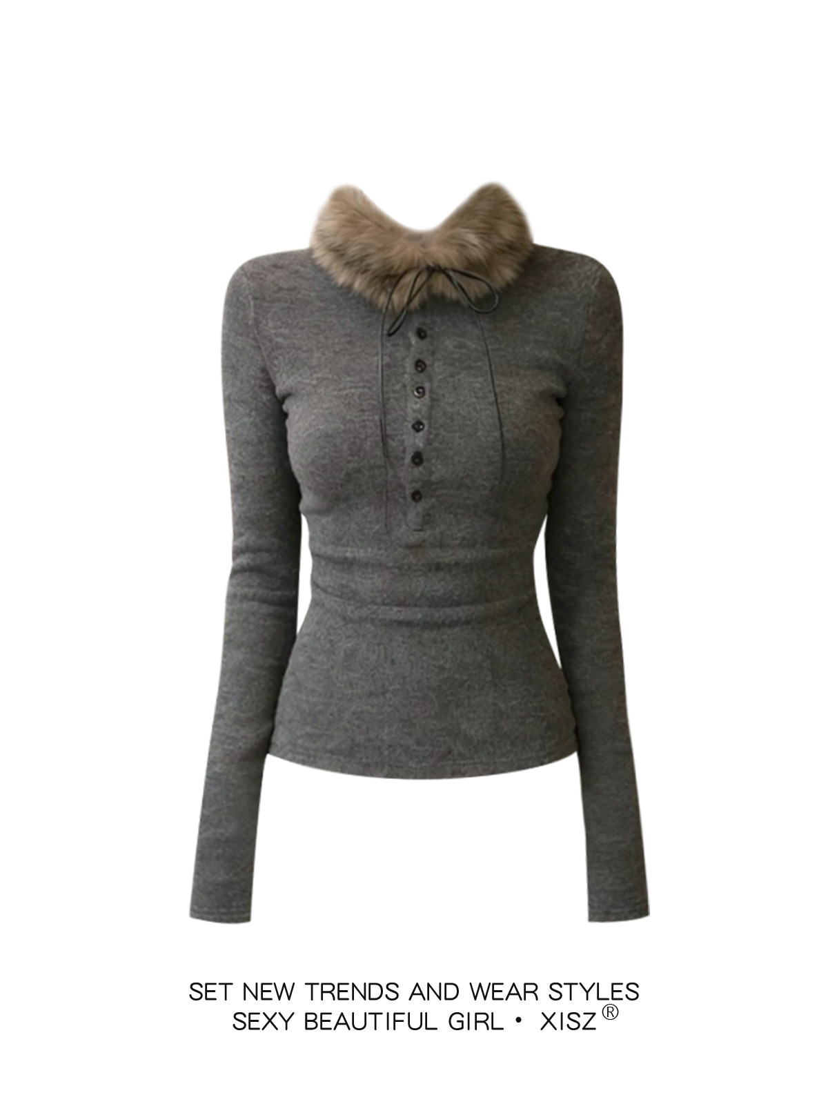 Women Grey GothicT-shirt Haraj - Turtleneck Knit 90S ulasan dan harga
