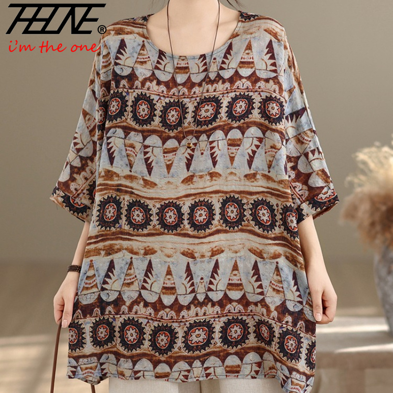 THHONE Plus Size Fashion Summe - Vintage Fashion Fabrics ulasan dan harga