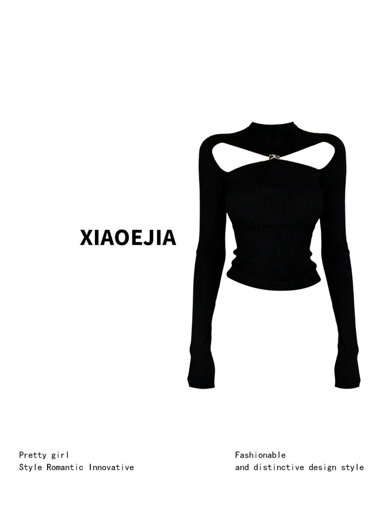 Women Black GothicT-shirt Hara - Turtleneck Knit 90S ulasan dan harga