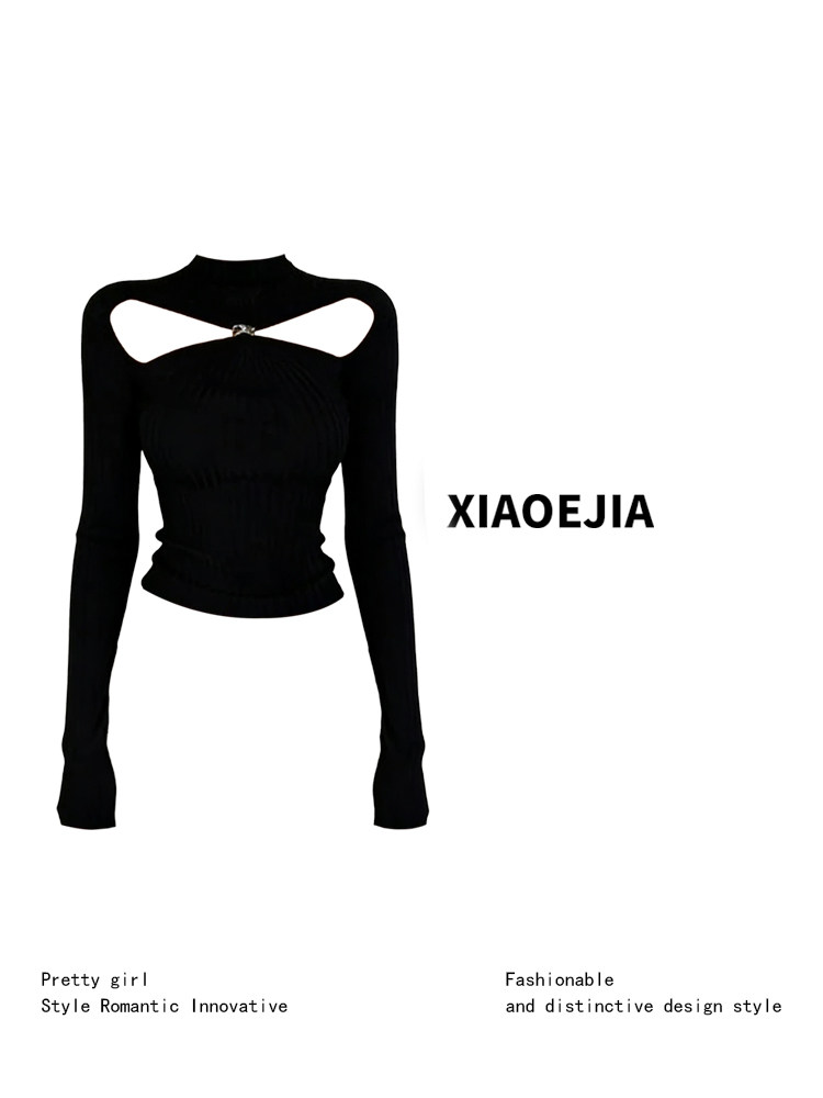 Women Black GothicT-shirt Hara - Turtleneck Knit 90S ulasan dan harga
