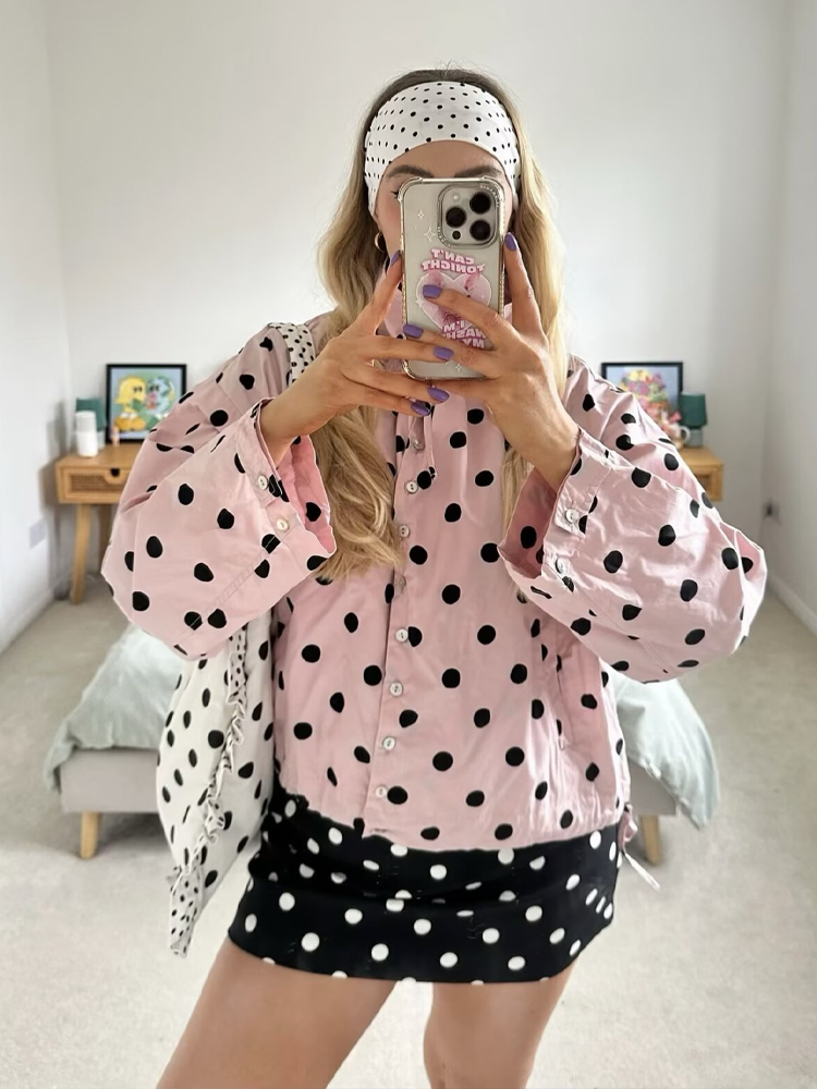 HH Women Fashion Polka Dot Dra - Vintage Fashion Look ulasan dan harga