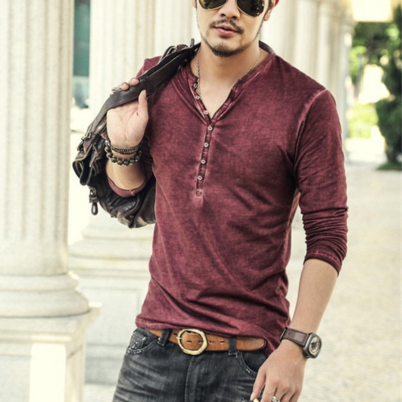 Vintage Distressed Men's V-Nec - Vintage Fashion Look ulasan dan harga
